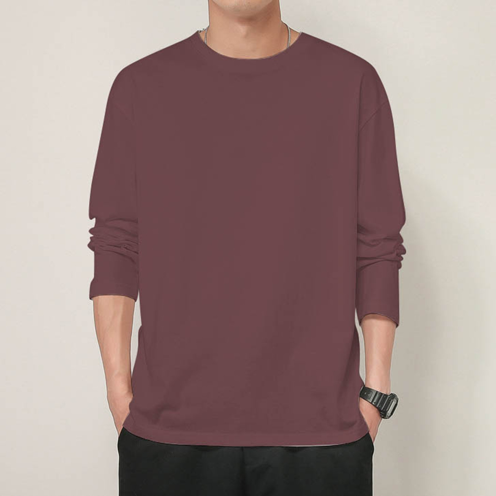 thumbnail image 3 of Sudadera de cuello redondo con forro polar para hombre: manga larga, corte ajustado, poliéster y spandex, tallas L-XXXXXL, 3 of 5